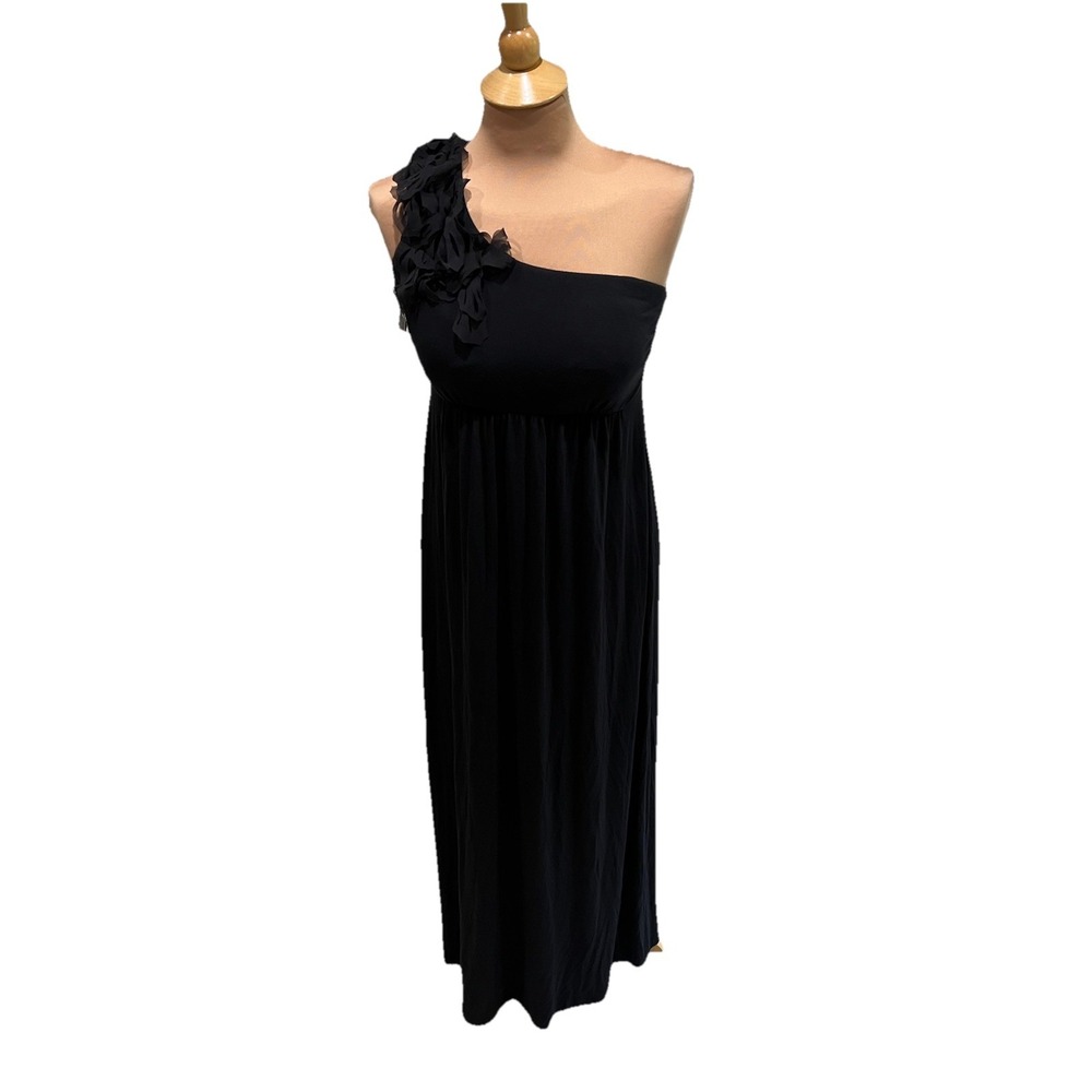 Soma Women's Black One Shoulder Maxi Dress Size Medium Jersey Knit Whimsigoth